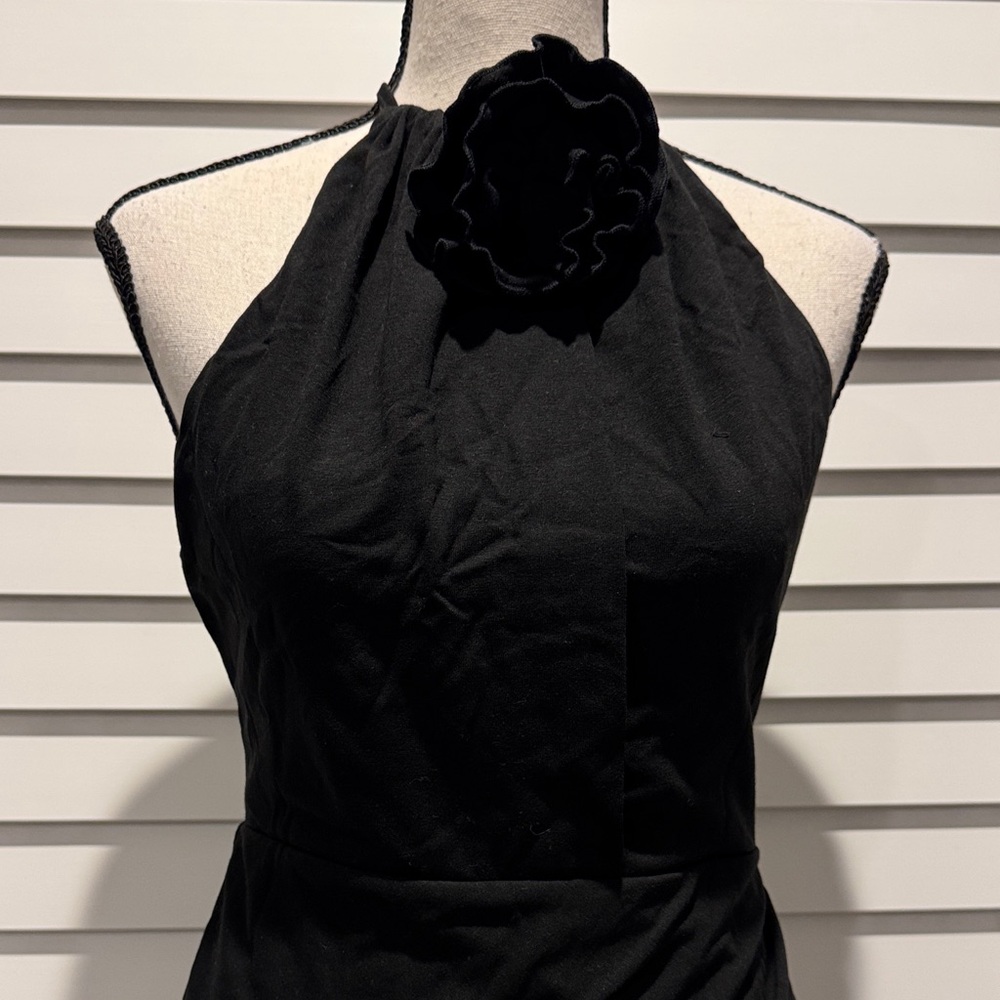 Hello Molly Black Backless Halter Dress with side Slit and adjustable straps. - Picture 3 of 16